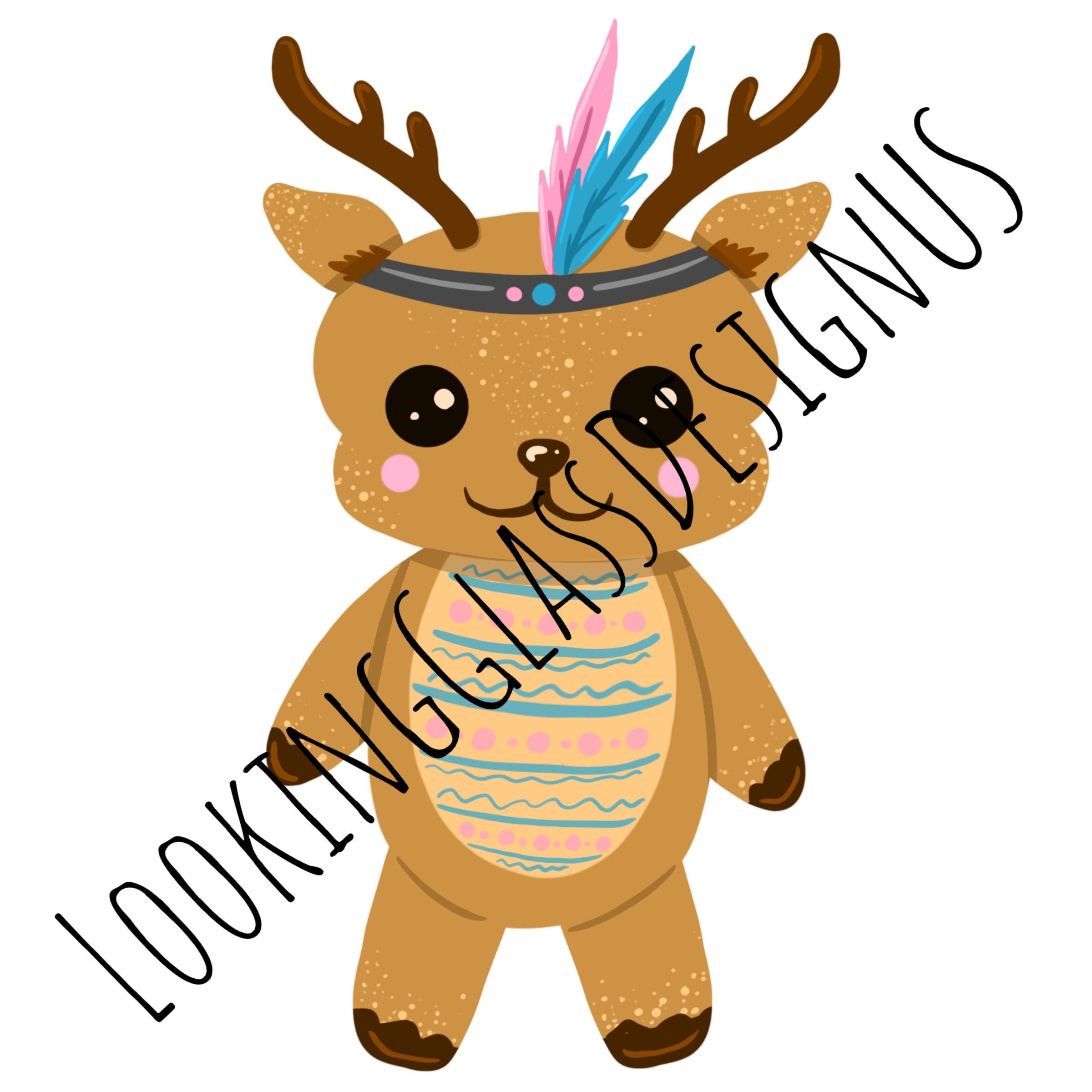 Download Deer Design Printable Png Sublimation Ready Printable Design Cute Deer Deer With Headdress Cute Illustration Instant Download