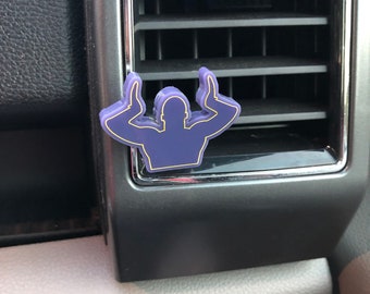 HORIZONTAL Car Vent Mask Holder | Crossing Gift | Hooks Up | Omega Man | Car Charm | Initiation Gift | Frat Gift | Purple and Gold Gift