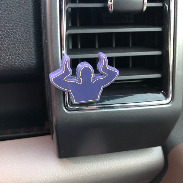 HORIZONTAL Car Vent Mask Holder | Crossing Gift | Hooks Up | Omega Man | Car Charm | Initiation Gift | Frat Gift | Purple and Gold Gift