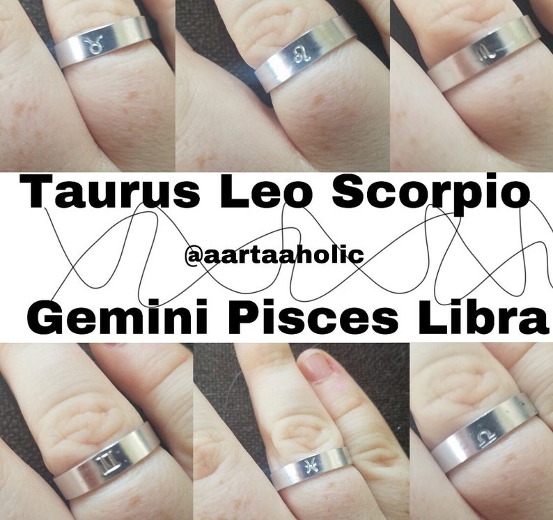 Personalized Rings Metal Rings Stamped Rings Zodiac Rings