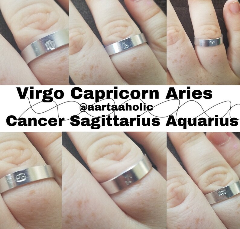 Personalized Rings Metal Rings Stamped Rings Zodiac Rings