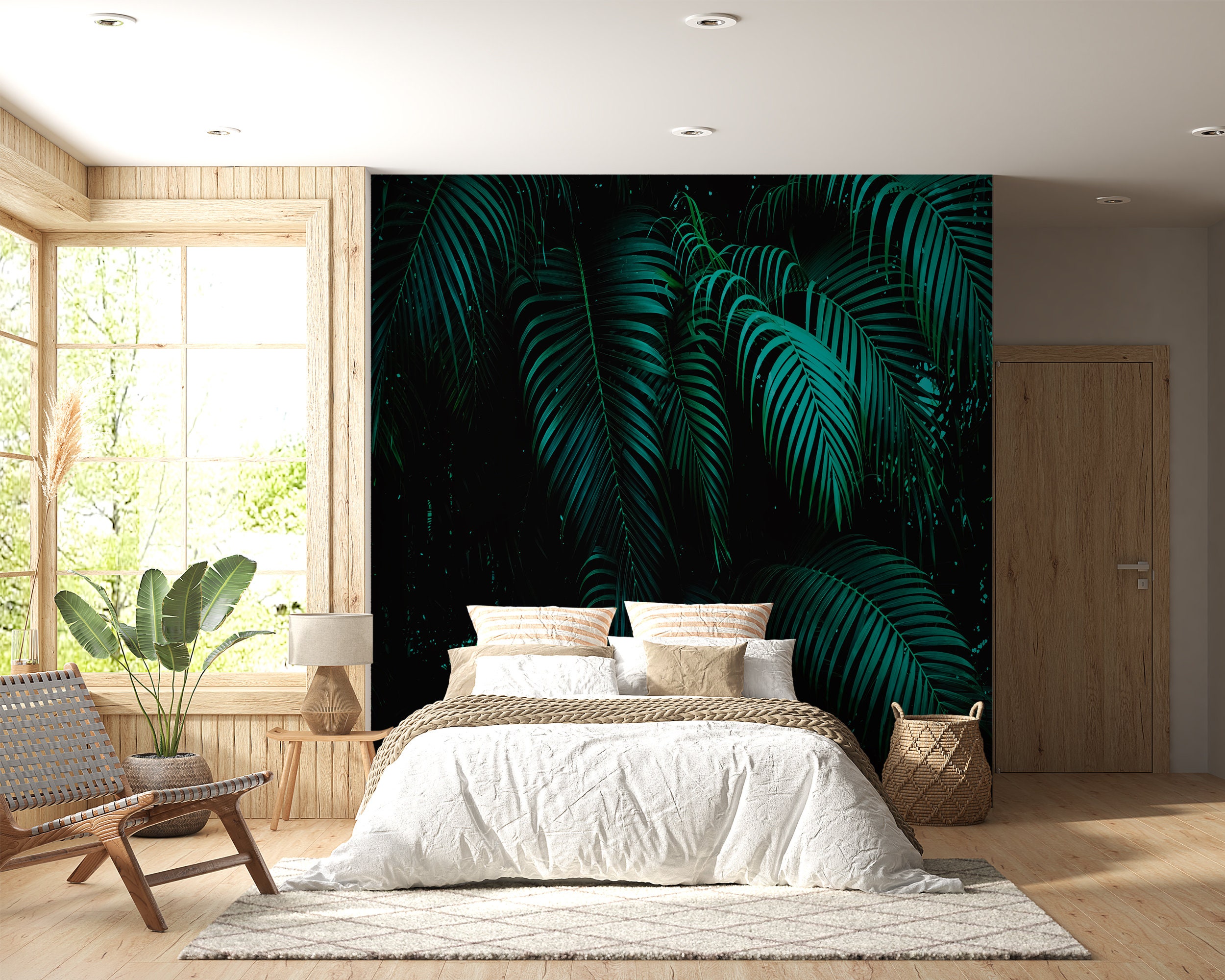 Superdant pianta tropicale decalcomanie della parete piante verdi adesivi  murali foglie di palma murale decorazione di