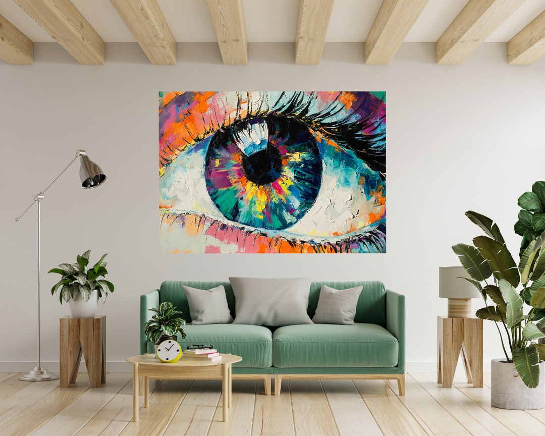 Abstract Eye Wall Decal, Selfadhesive Vinyl Sticker, Modern Bedroom Art Print, Room Decor