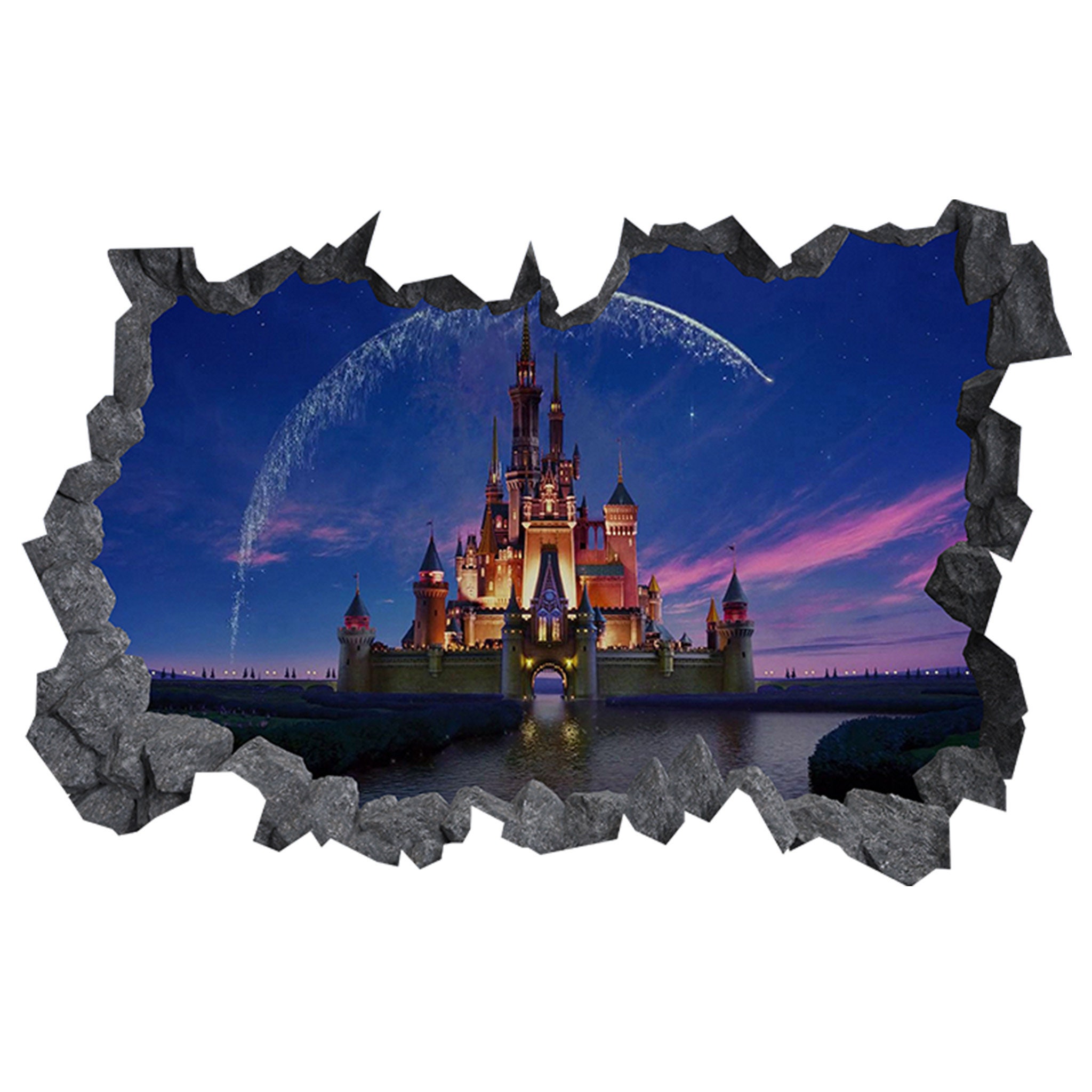 Wall Sticker Disney Castle at Night 3D Hole in the Wall Self - Etsy Hong Kong Wall Sticker Disney Castle at Night 3D Hole in the Wall Self - Etsy Hong Kong