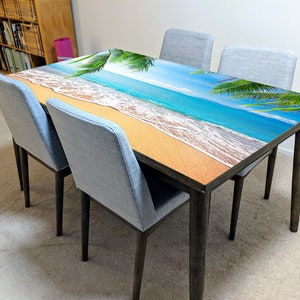 Beach Ocean Summer View Laminated Vinyl Cover Self-Adhesive for Desk and Tables