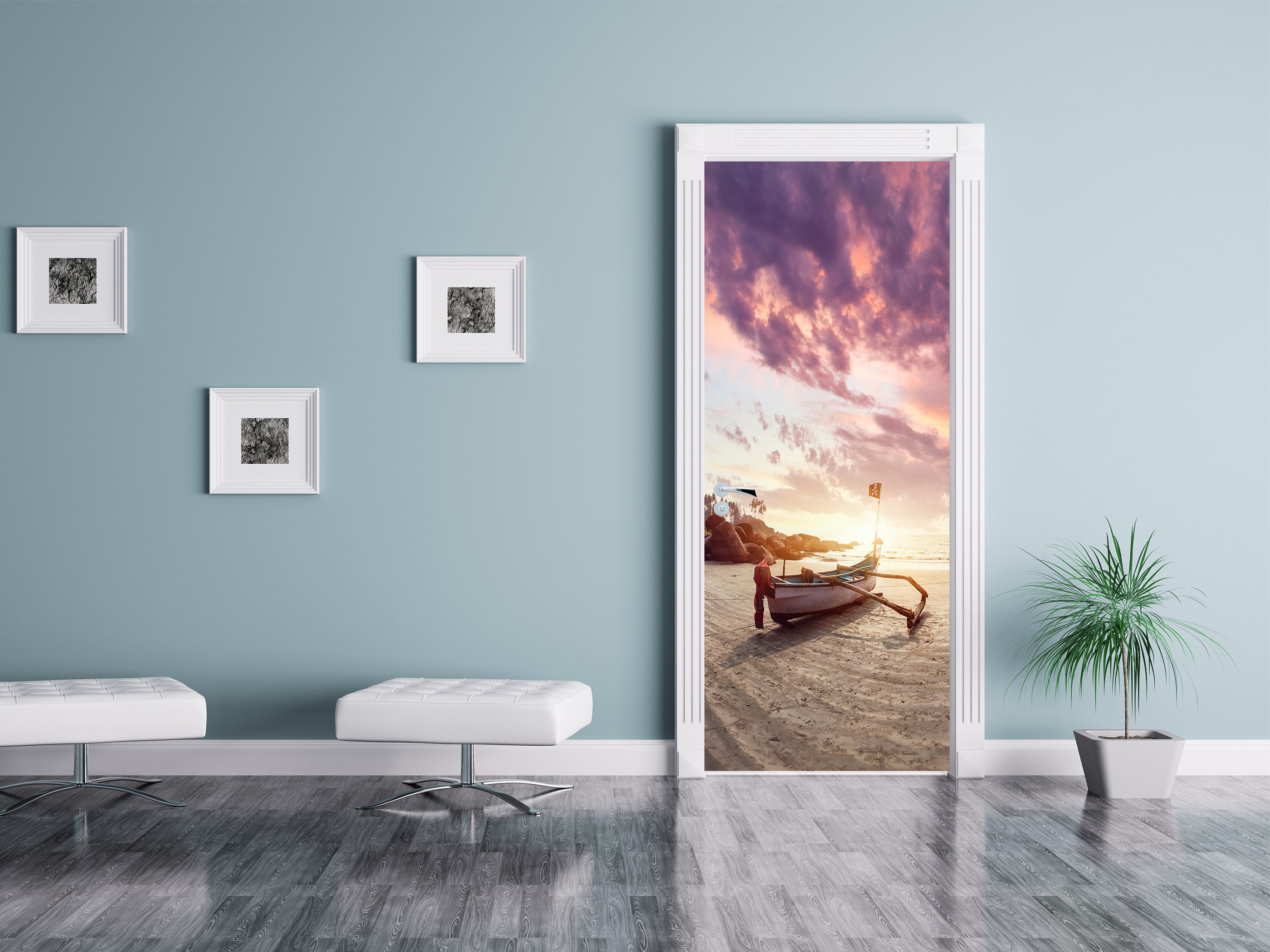 Fisherman Boat Door Mural Sticker Self Adhesive Door Wrap - Etsy