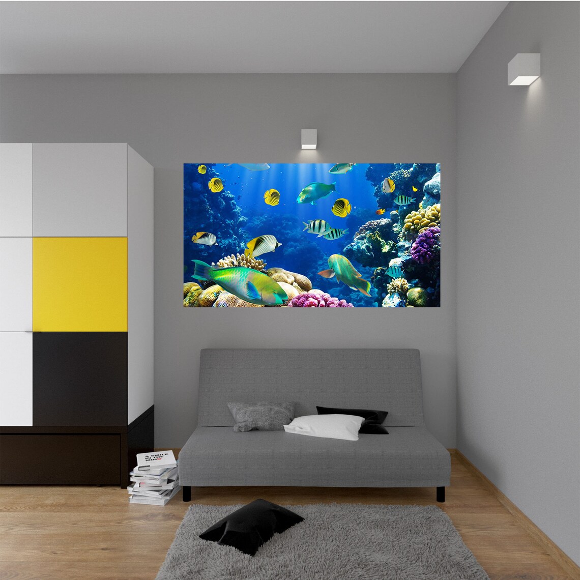 Wall Sticker Aquarium Sea Life Fish Theme Poster Self Adhesive Etsy
