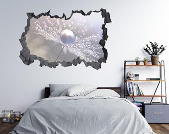 Wall Sticker Blooming Dandelion Flower 3D Hole in The Wall Effect C Decal Mural