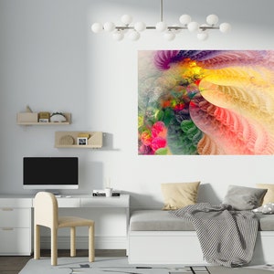 Colorful Abstract Design Self-Adhesive Wall Sticker, Vibrant Bedroom Wall Decal, Modern Art Print Vinyl, Unique Room Décor Poster