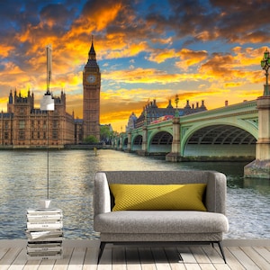 LONDON  AT SUNSET Wall Mural Photo Wallpaper GIANT DECOR Paper Poster Free Paste 