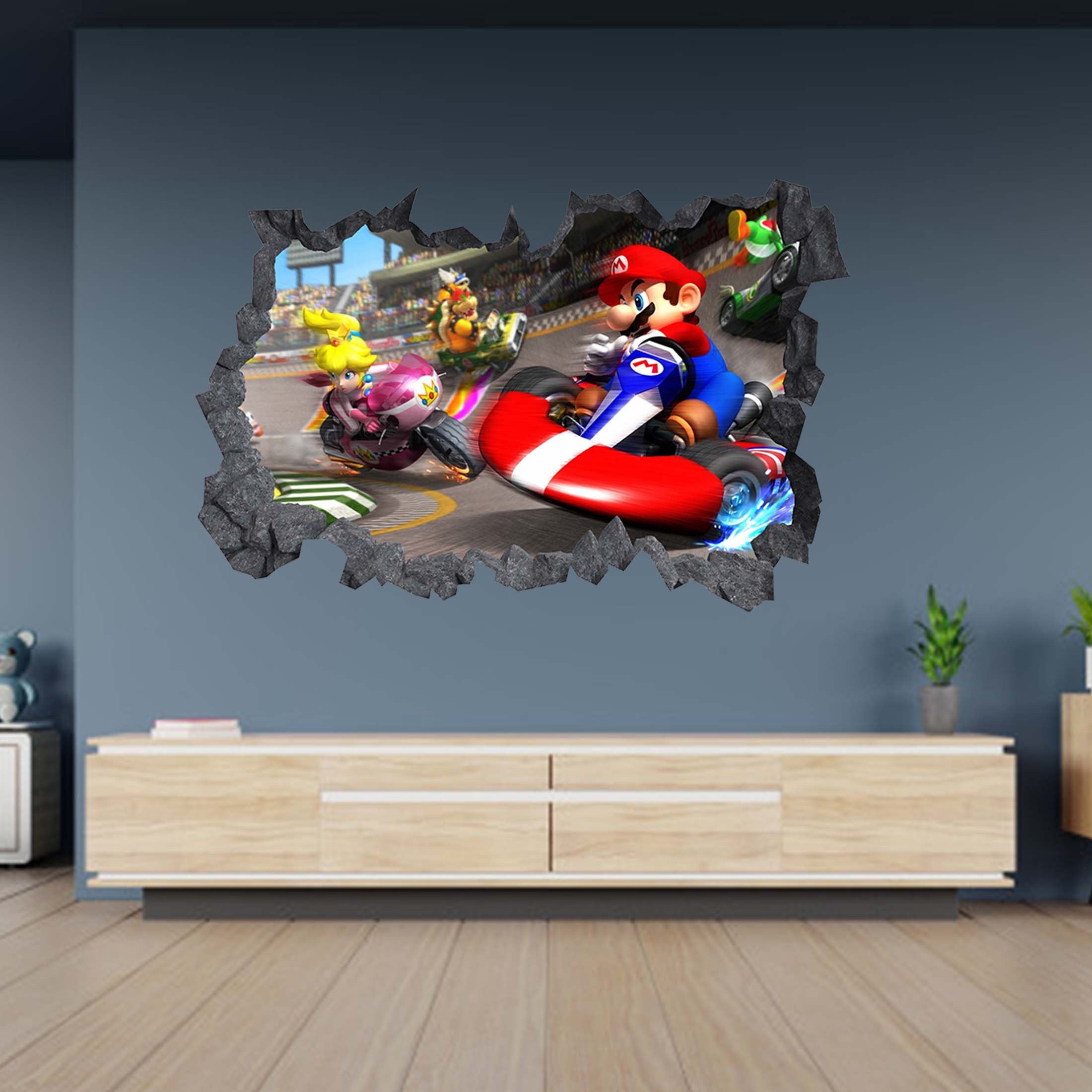 Wall Sticker Super Mario Cart 3D Hole in the Wall Effect C Art Etsy UK