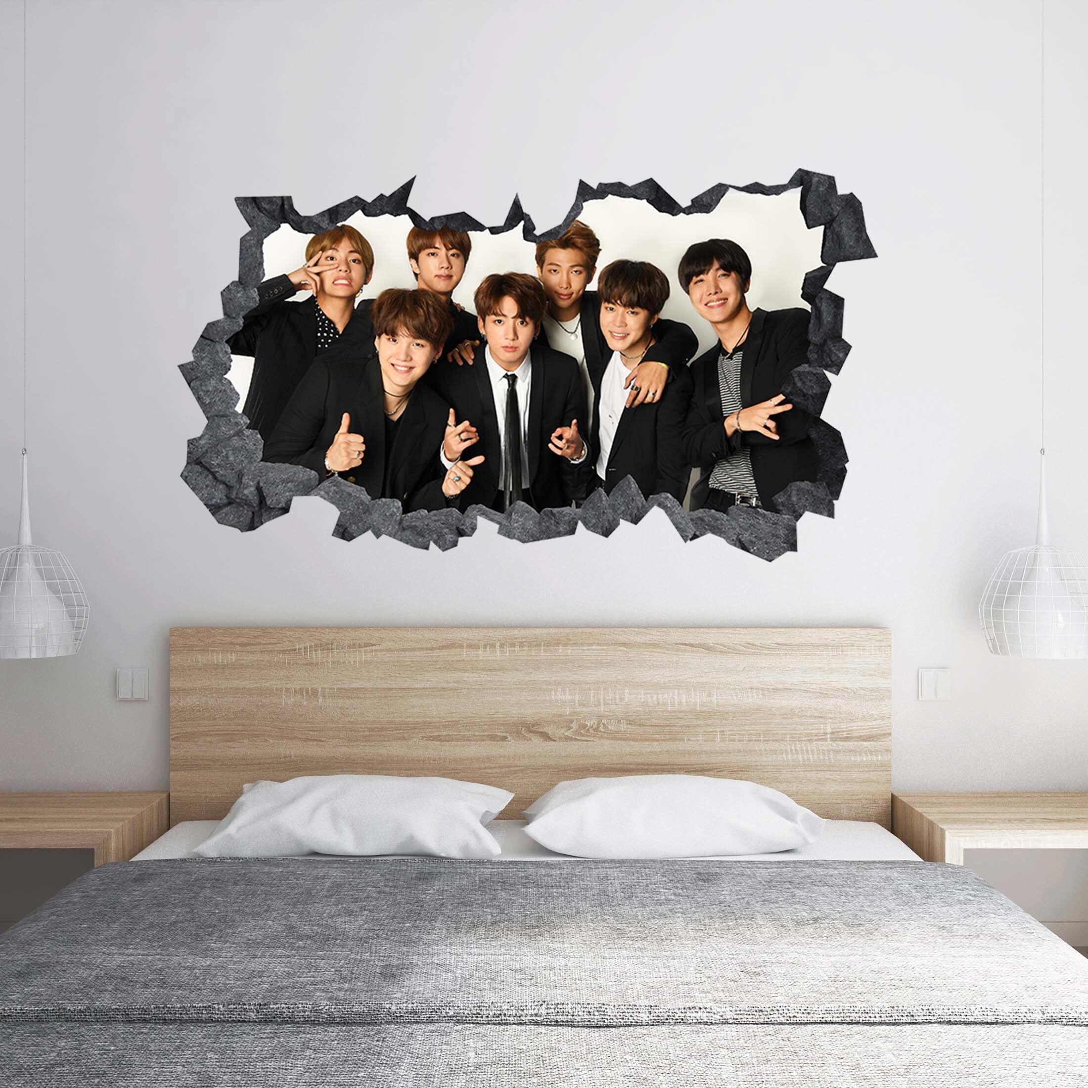 Wall Sticker BTS Korean Boys Band 3D Hole in the Wall Effect C Etsy UK