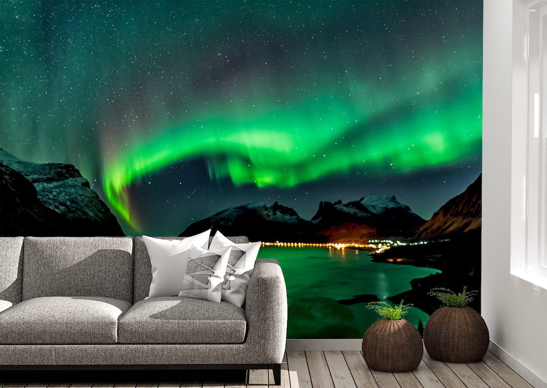 The Northern Lights Wall Mural Wallpaper Wall Art Peel & Stick Self Adhesive Decor Textured
