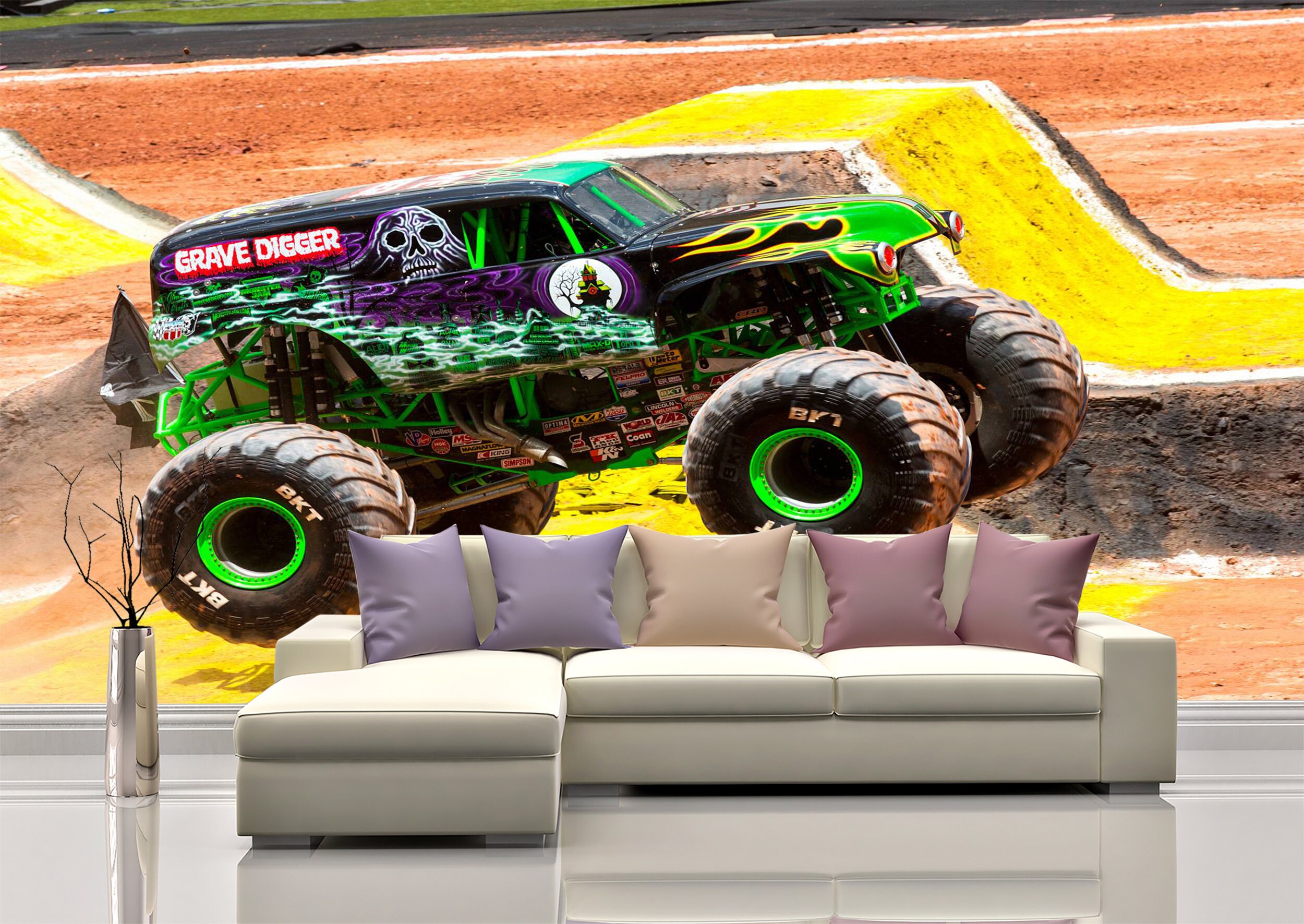 Grave Digger Monster Truck Wall Mural Wallpaper Wall Art Peel Etsy