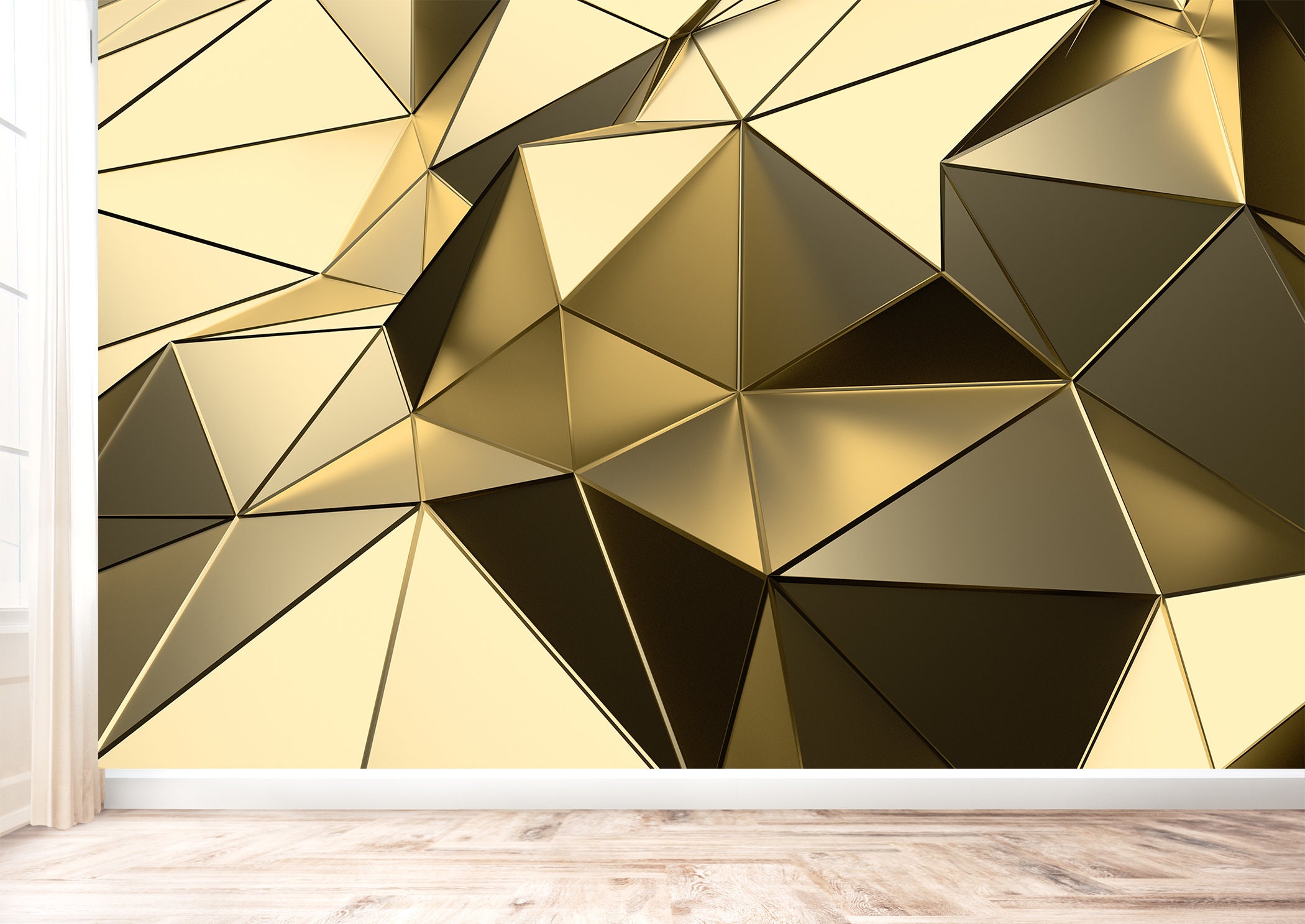 3D Abstract Triangle Wall Mural Wallpaper Wall Art Peel & Etsy UK