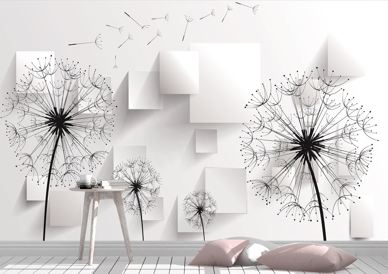 3d dandelions Wall Mural Wallpaper Wall Art Peel & Stick Self | Etsy