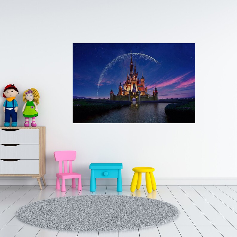 Wall Sticker Disney Castle at Night Poster Self Adhesive Art Etsy Canada