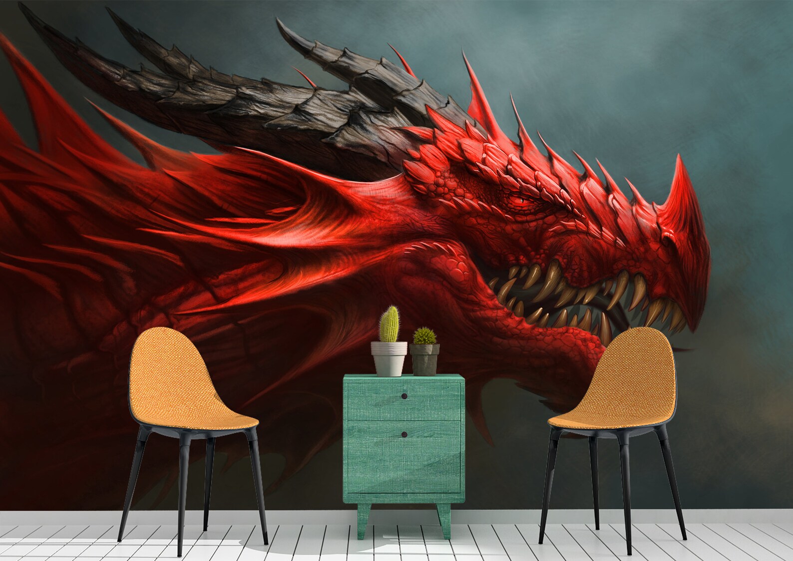 Red Dragon Wall Mural Wallpaper Wall Art Peel & Stick Self - Etsy UK