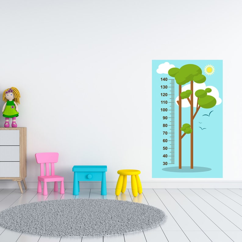 Trees Height Chart for Kids Self Adhesive Wall Decal Sticker Etsy