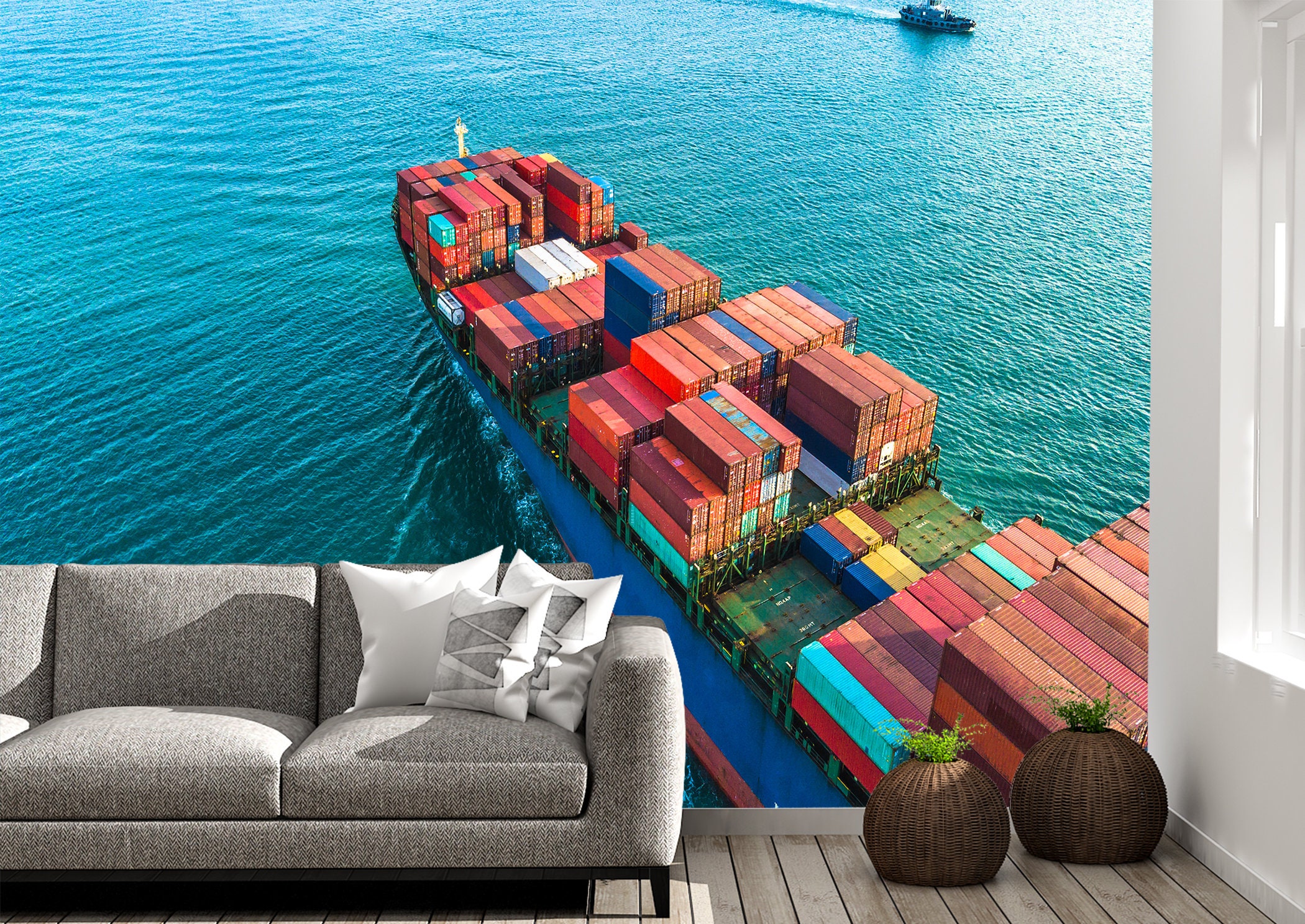 Container Ship Wall Mural Wallpaper Wall Art Peel & Stick Self Etsy