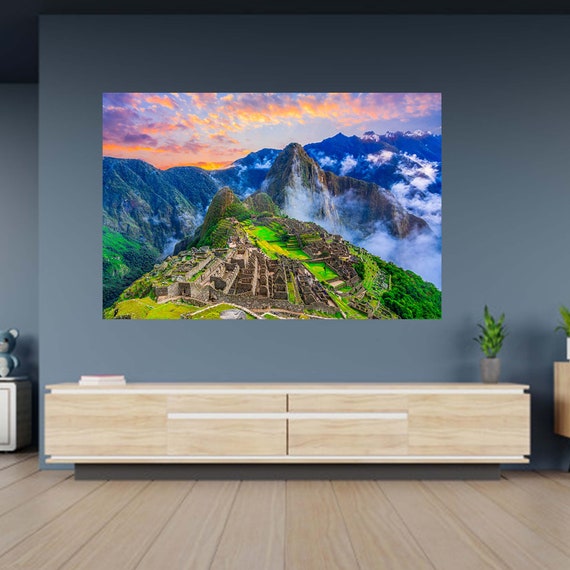 Papel pintado 3D Machu Picchu en Perú autoadhesivo para dormitorio, sala de  estar, dormitorio, decoración de pared, mural de pared para pegar y