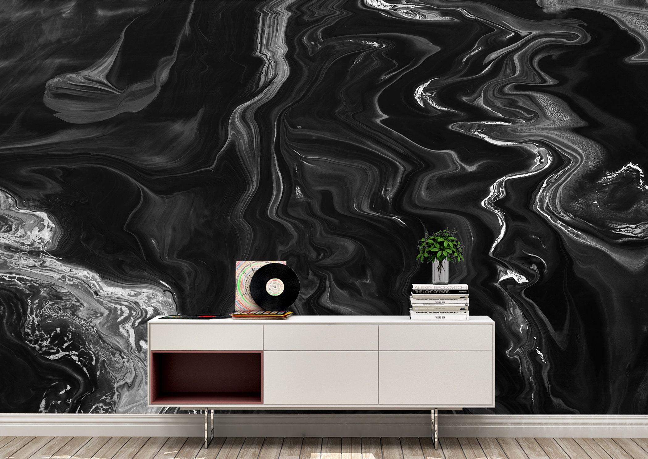 Black Marble Effect Wall Mural Wallpaper Wall Art Peel & Stick Etsy