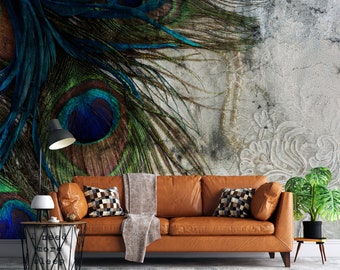 Peacock Wall Mural Self-adhesive Wallpaper, Bedroom Decor, Animal