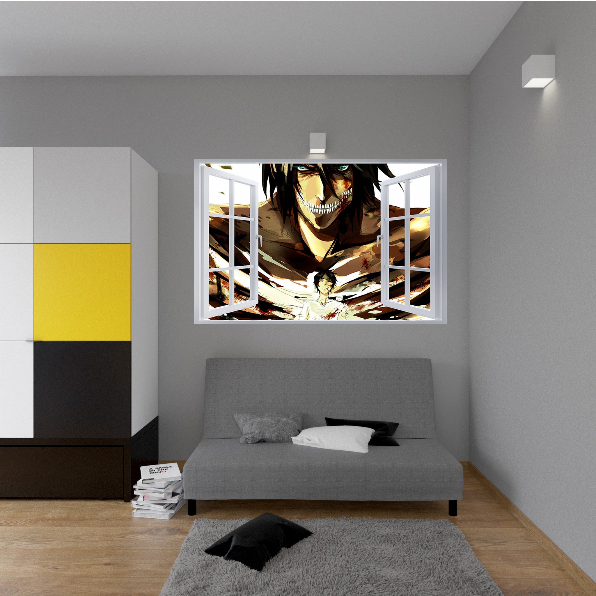 Wall Sticker Attack on Titan 3D Window Effect Art Decal Mural | Etsy