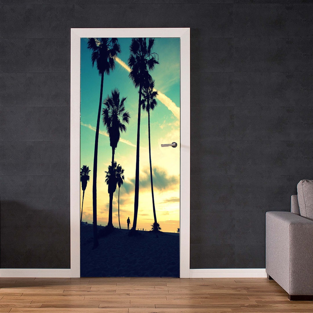 Door Wrap Vinyl Palm Tree Mural Vinyl for Doors Self Adhesive Vinyl