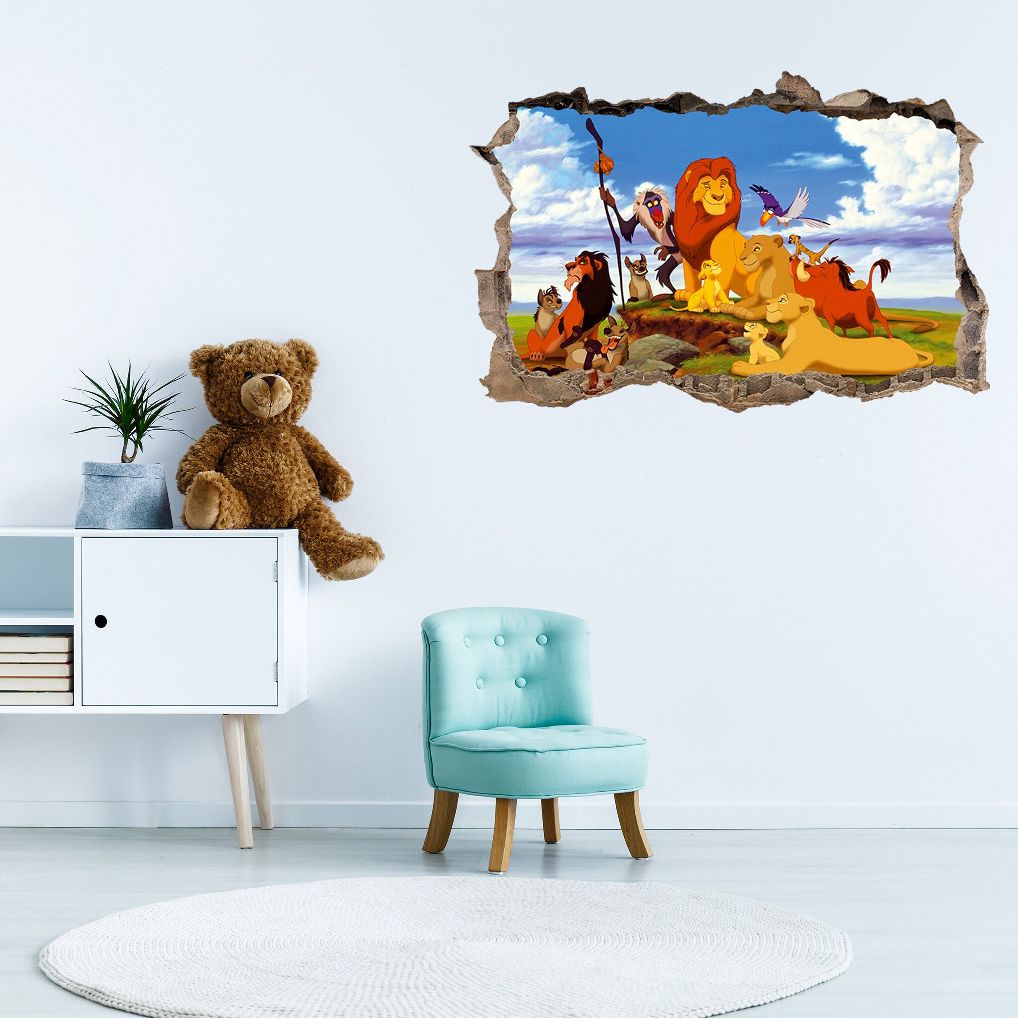 Wall Sticker the Lion King Wall Stickers 3D Hole in the Wall Etsy