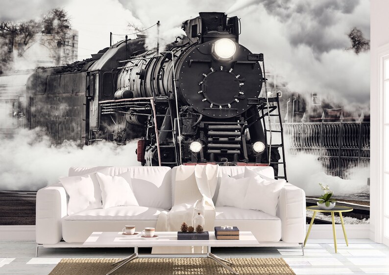 Vintage Train Wall Mural Wallpaper Wall Art Peel & Stick Self Etsy