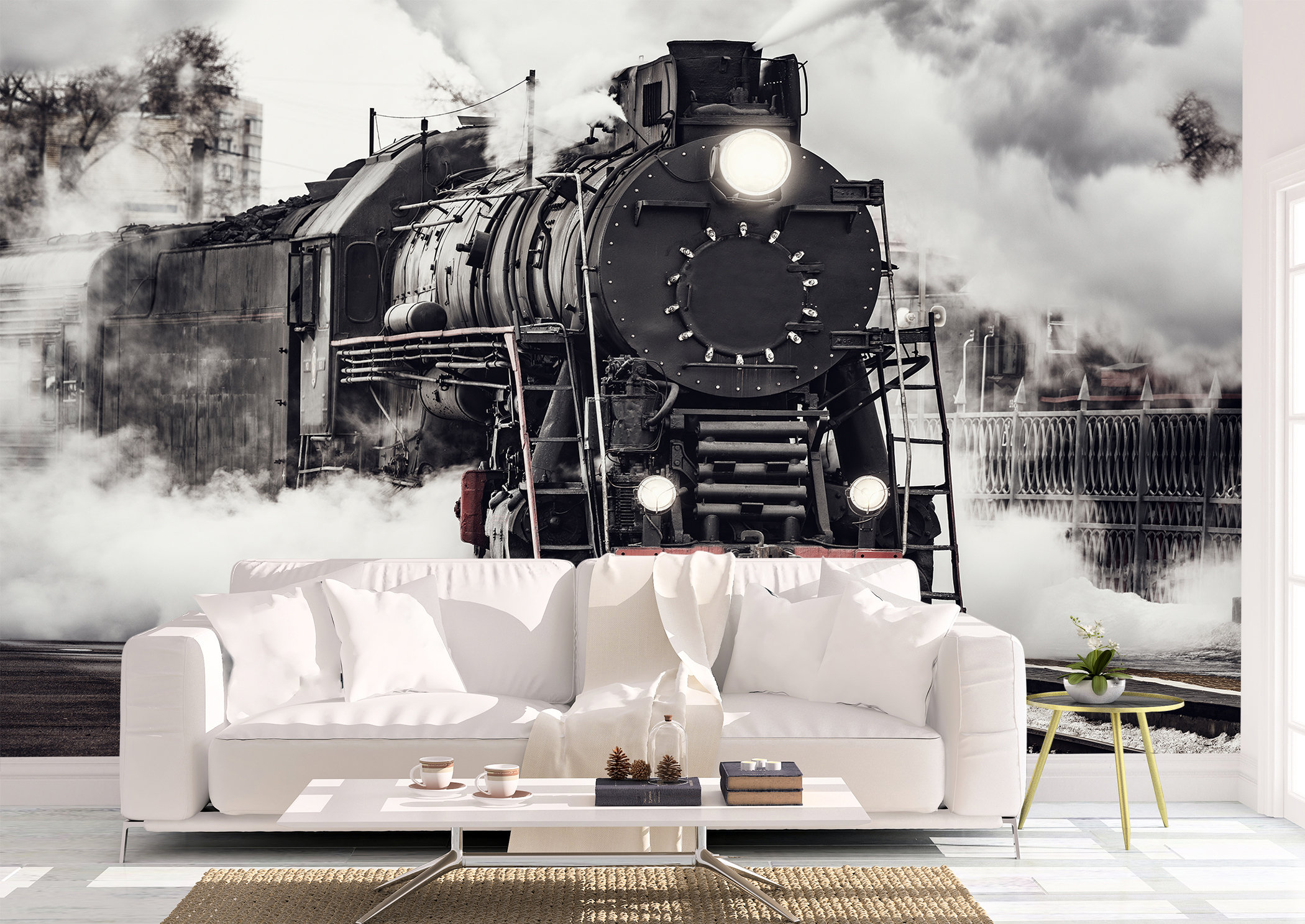 Vintage Train Wall Mural Wallpaper Wall Art Peel & Stick Self | Etsy