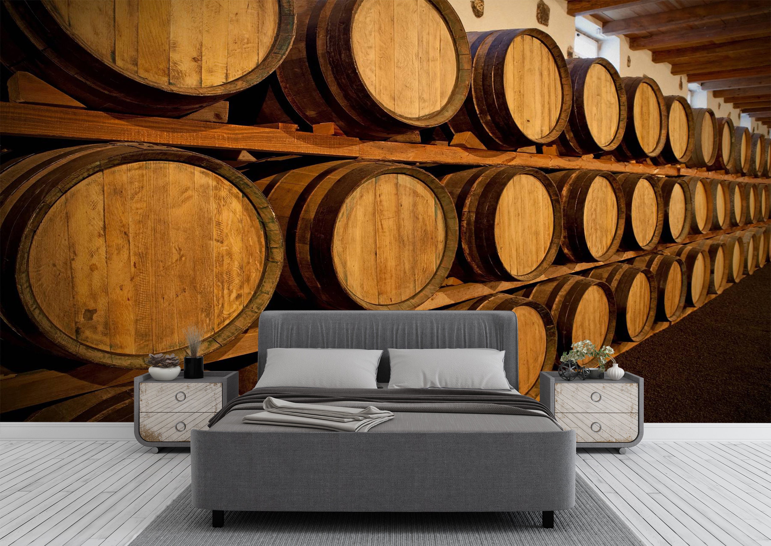 Whisky barrels Wall Mural Wallpaper Wall Art Peel & Stick Self Etsy