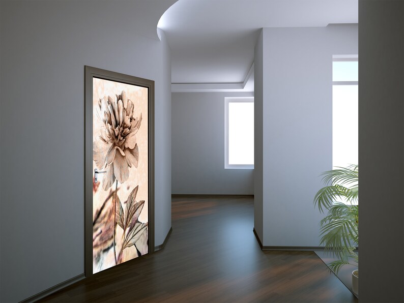 Flowers Oil Painting Door Mural Sticker Self Adhesive Door Etsy
