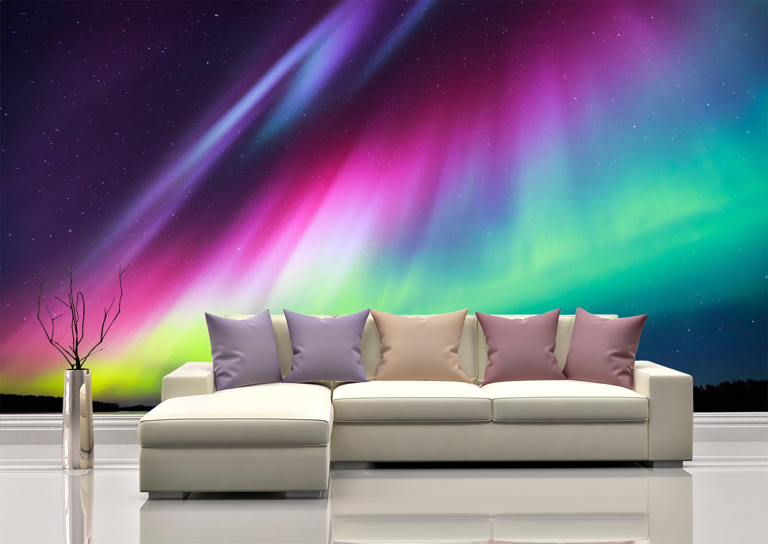 Rainbow Aurora Borealis Wall Mural Photo Wallpaper UV Print Etsy