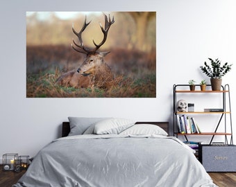 Wall Sticker Lonely Deer on the Grass Poster Self-Adhesive Decal Deco Mural