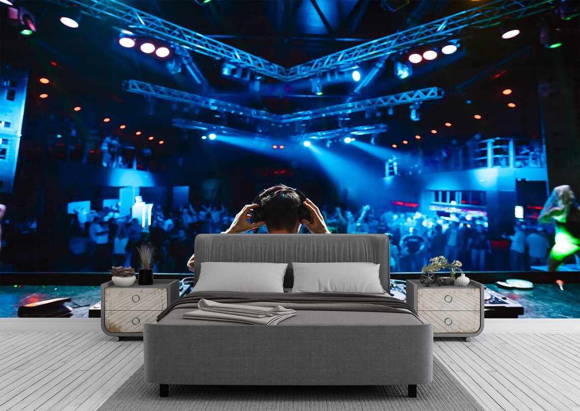 Dj Playing on Disco Wall Mural Photo Wallpaper UV Print Decal Etsy UK