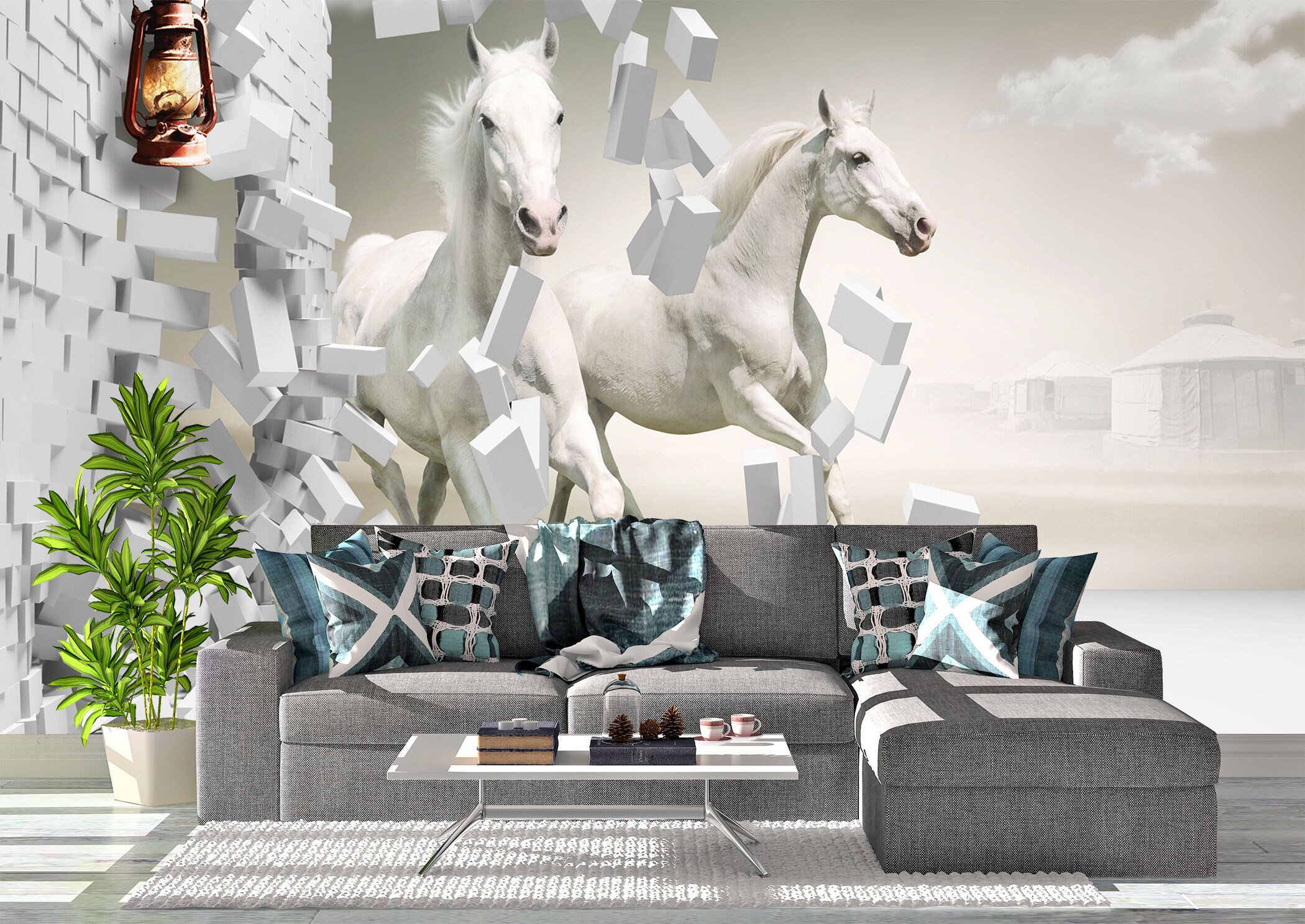 3D Horses Wall Mural Wallpaper Wall Art Peel & Stick Self | Etsy
