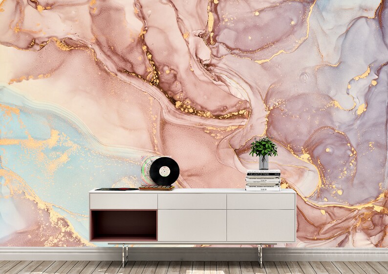 Pink Marble Wall Mural Wallpaper Wall Art Peel & Stick Self Etsy UK