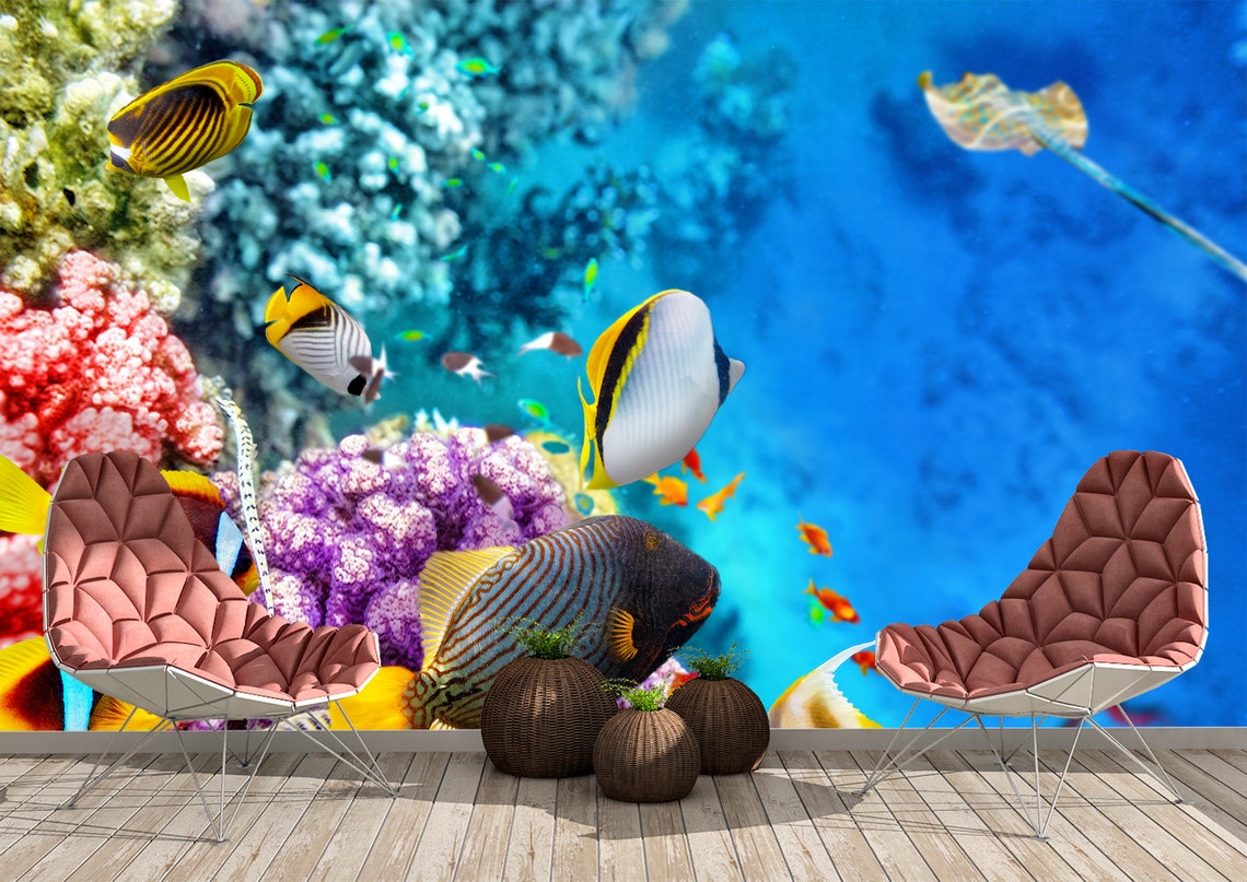 Sea Life Wall Mural Wallpaper Wall Art Peel & Stick Self Etsy Australia