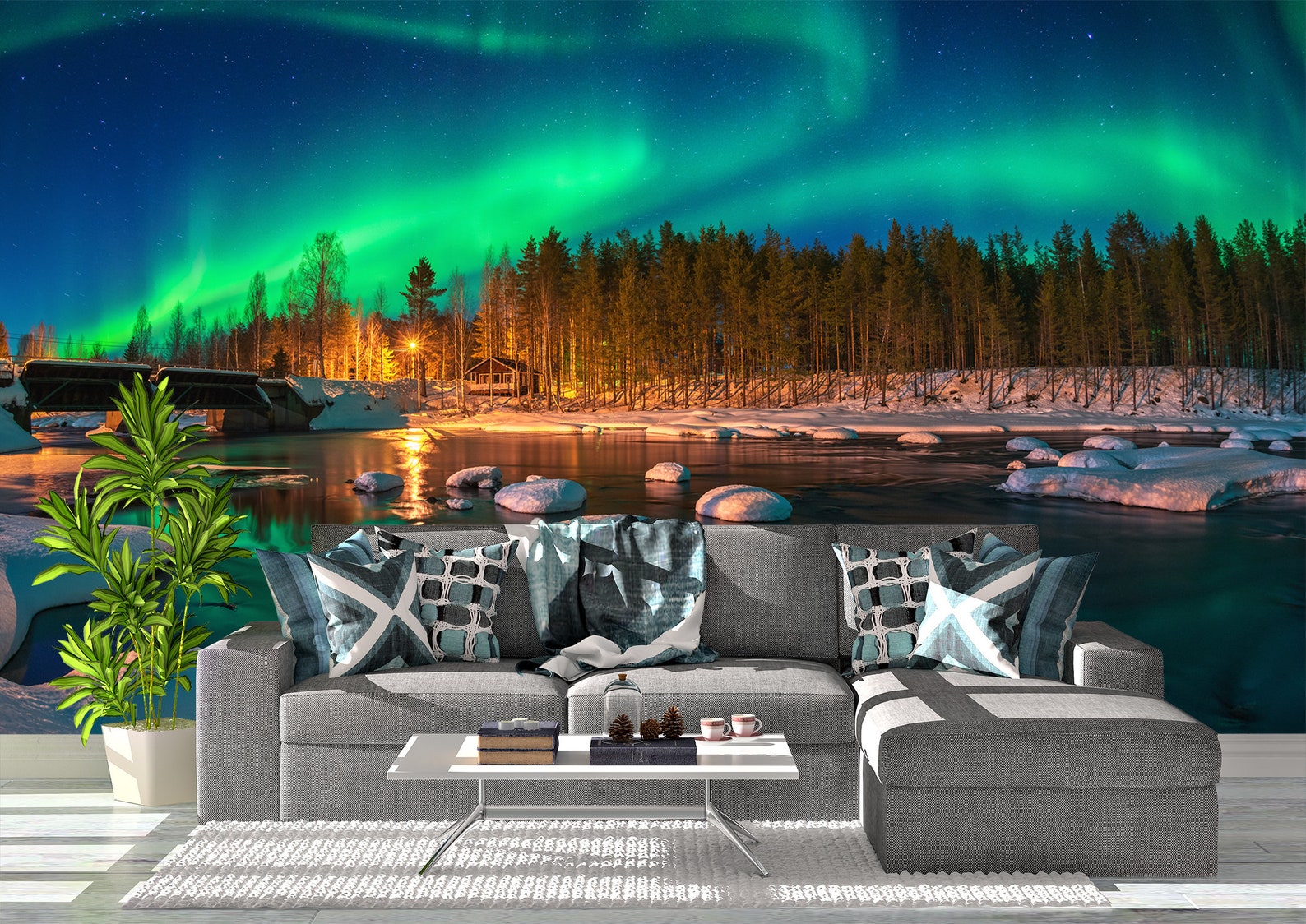 Aurora Borealis Wall Mural Wallpaper Wall Art Peel & Stick Etsy UK