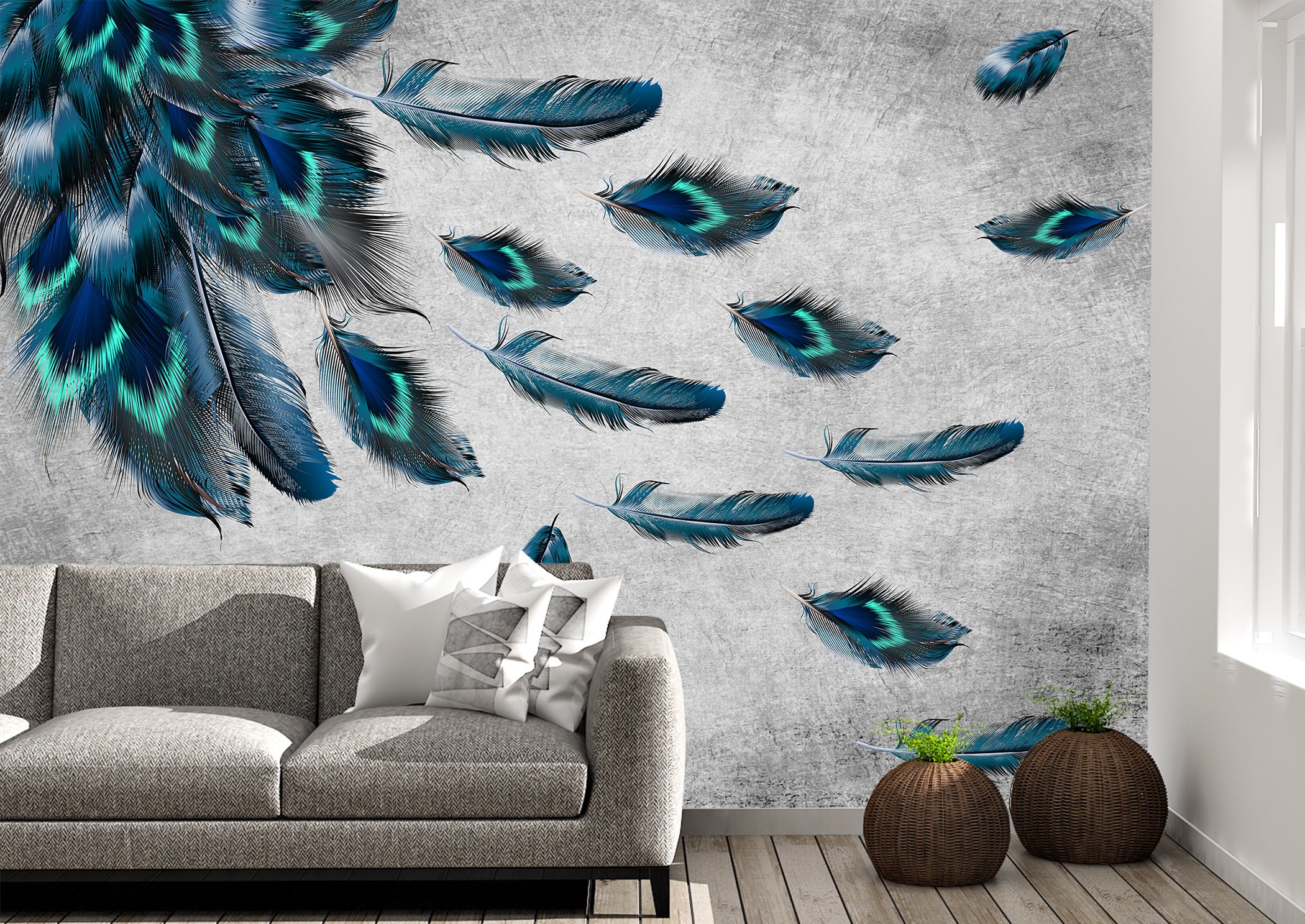 Peacock Feathers Wall Mural Wallpaper Wall Art Peel & Stick - Etsy Peacock Feathers Wall Mural Wallpaper Wall Art Peel & Stick - Etsy