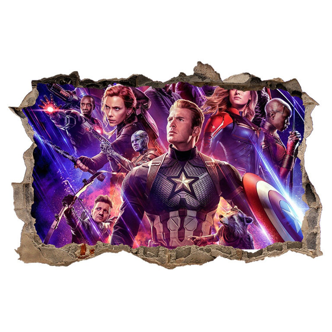 Wall Sticker Marvel Avengers Team 3D Hole in the Wall B Effect Etsy