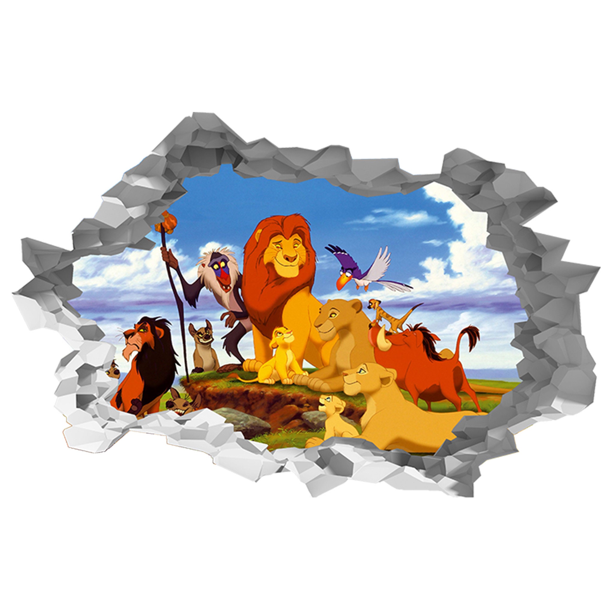 Wall Sticker The Lion King Wall Stickers 3D Hole in The Wall Etsy