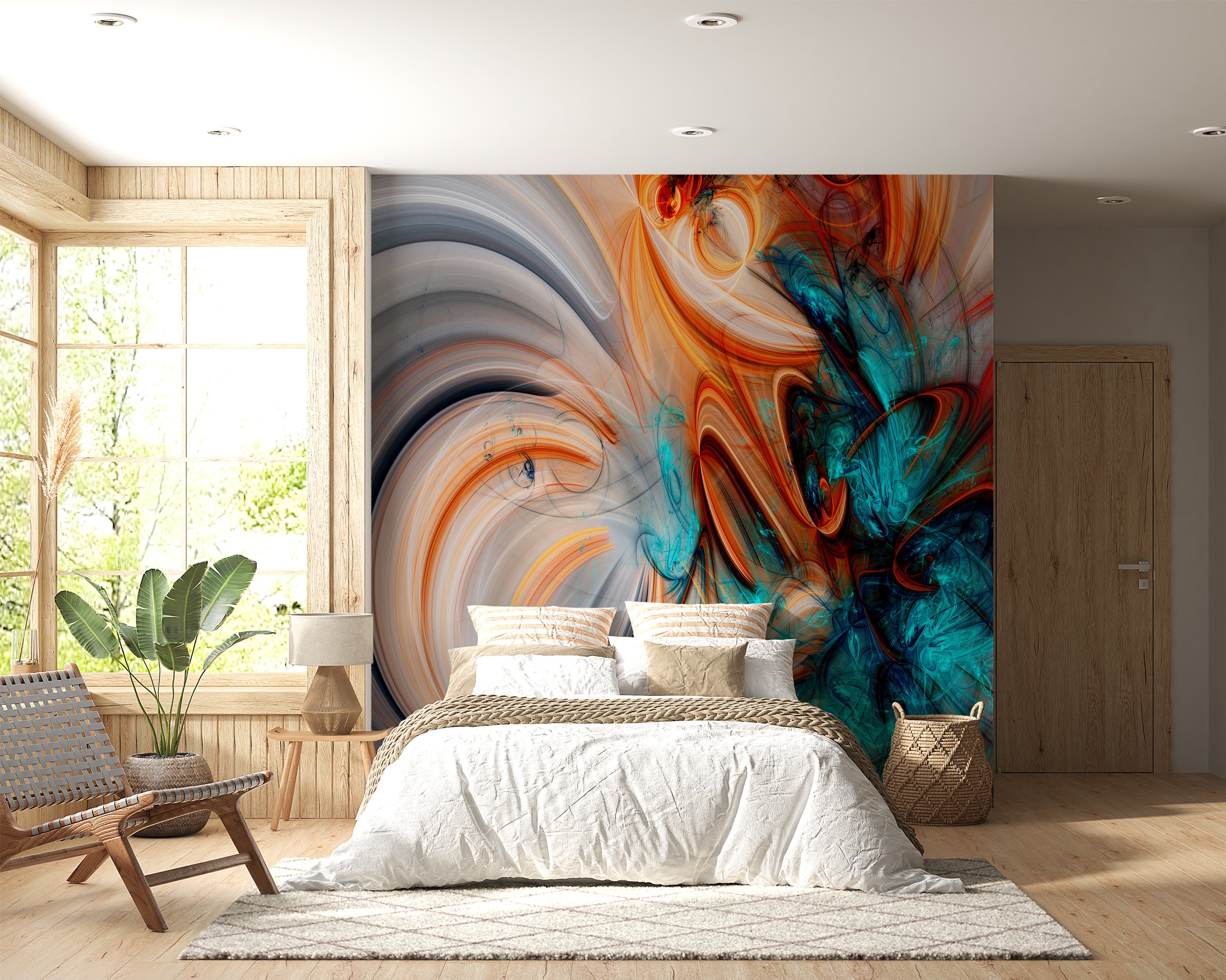 Mural de pared moderno colorido con pintura artística, papel tapiz de  vinilo autoadhesivo, impermeable para sala de estar y dormitorio -   España