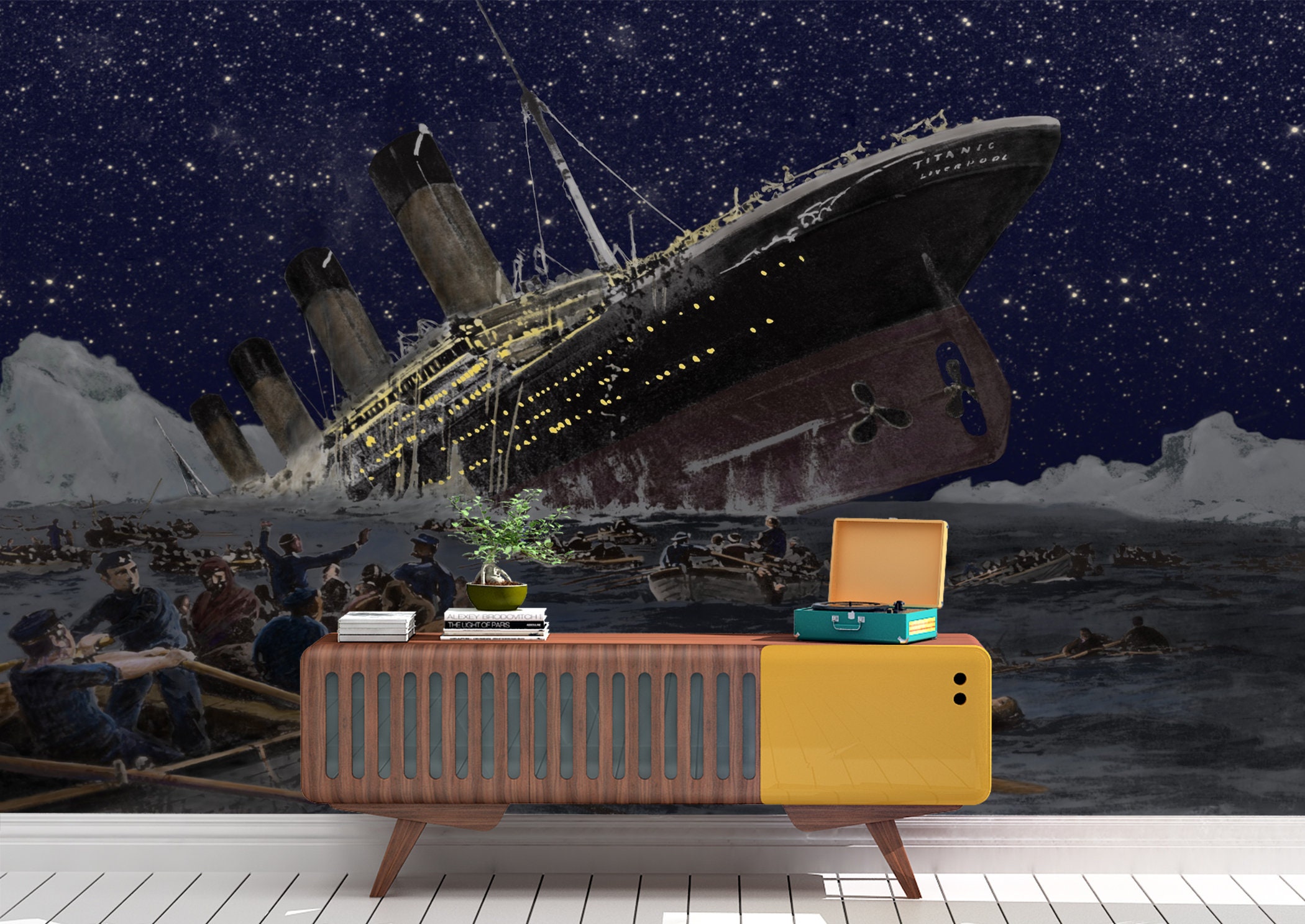 Painted Image of a Titanic Wall Mural Wallpaper Wall Art Peel Etsy UK