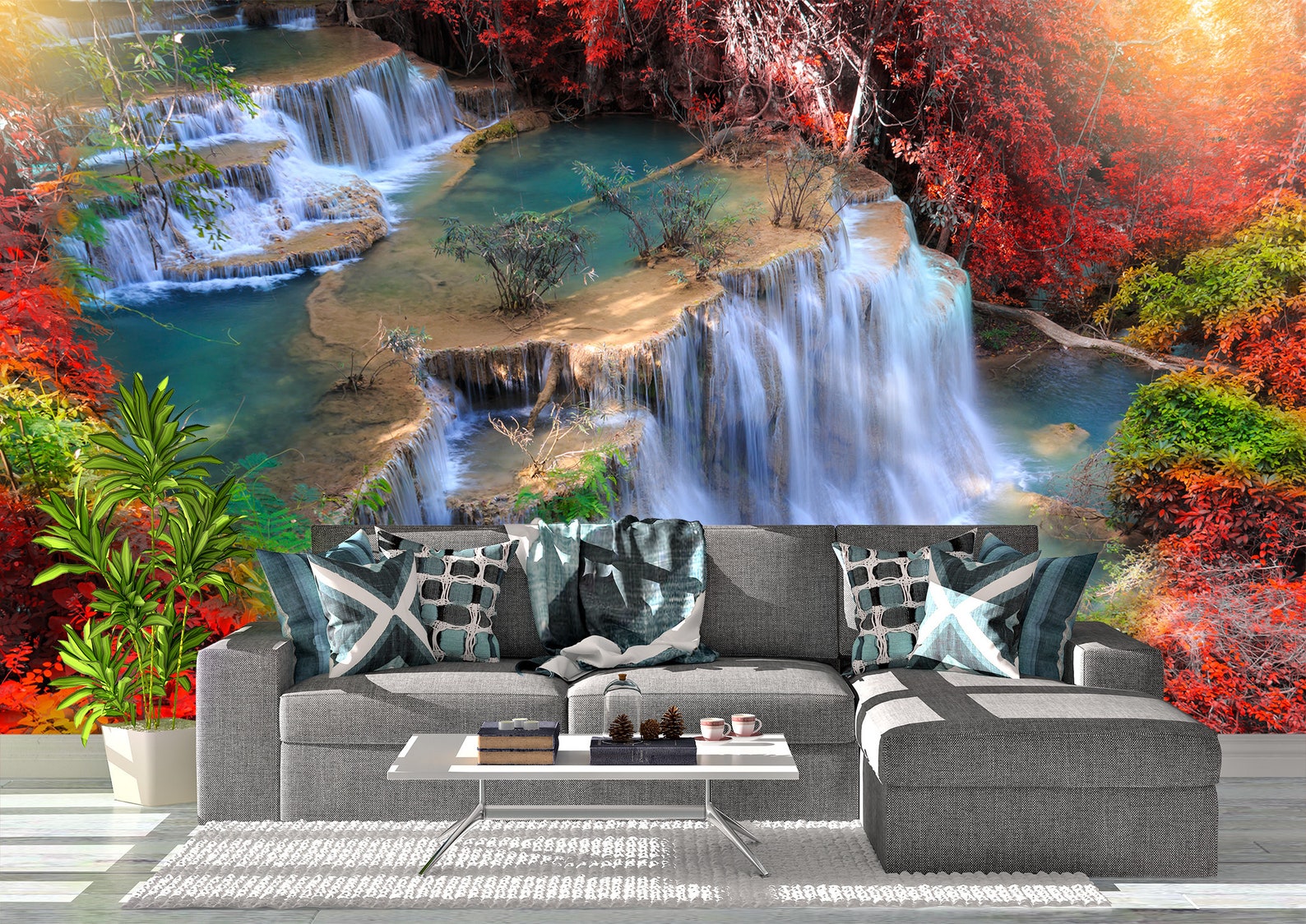 Waterfall Wall Mural Wallpaper Wall Art Peel & Stick Self Etsy