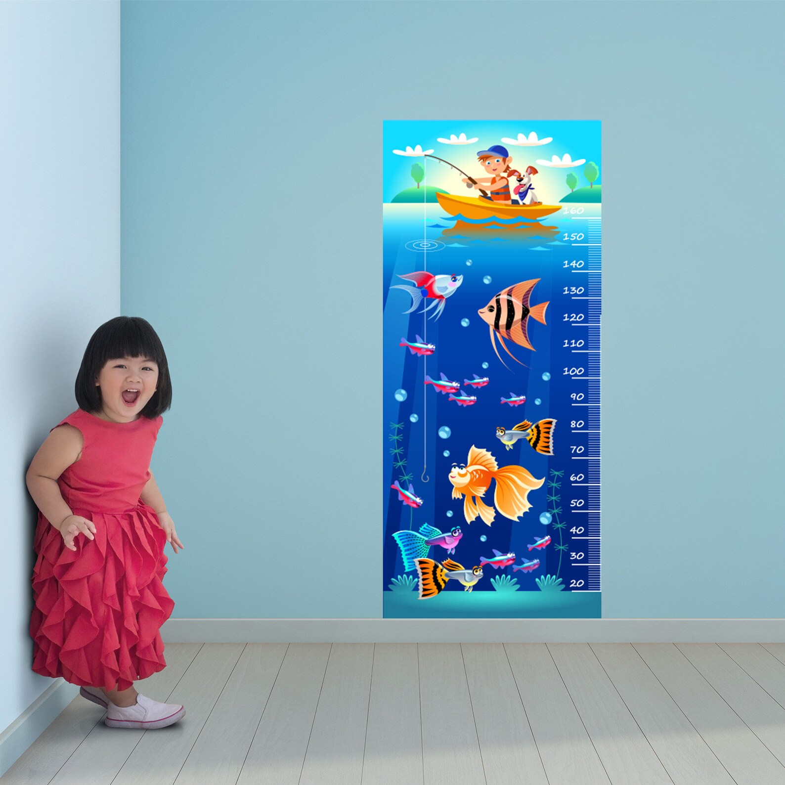 Water Life Height Chart For Kids Self Adhesive Wall Decal Etsy
