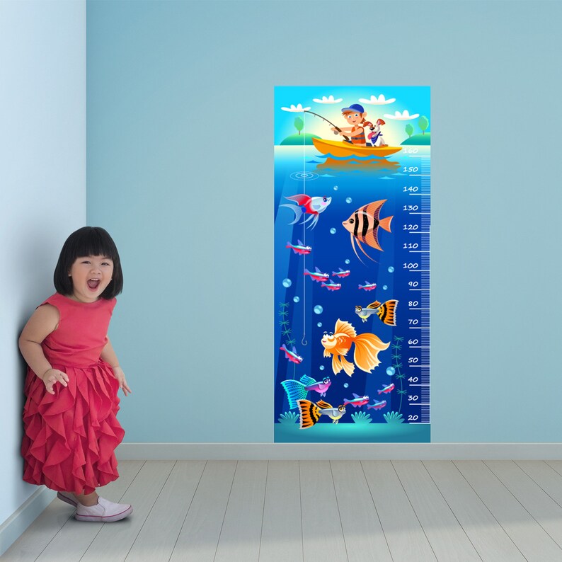 Water Life Height Chart for Kids Self Adhesive Wall Decal Etsy