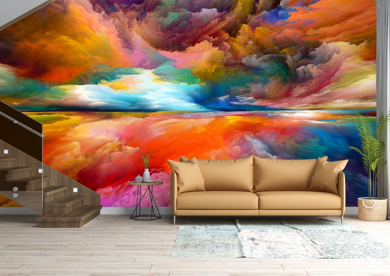 Abstract Painting Wall Mural Wallpaper Wall Art Peel & Stick Etsy